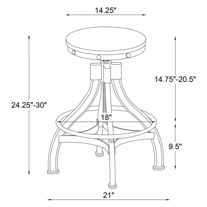 Tabouret Hawkford à hauteur réglable brun sans dossier - ensemble de 2