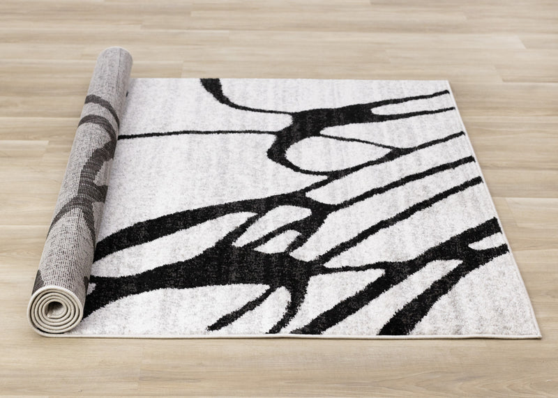 Tapis Emmett gris et noir avec motif tourbillon, 7'10\" x 10'6\"