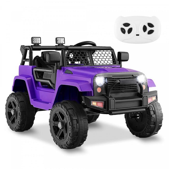 Costway 12v Enfants Roulent Sur La Telecommande De Vehicule Electrique De Voiture De Camion Avec La Musique Et Le Violet Leger