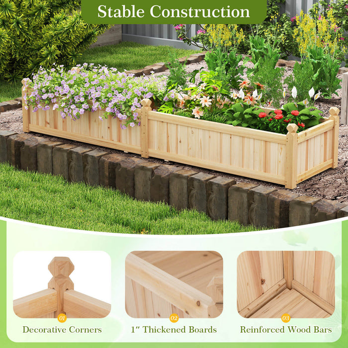 Costway En Bois Souleve Lit De Jardin Exterieur Rectangulaire Planter Boite Whth Trous De Drainage, Naturel