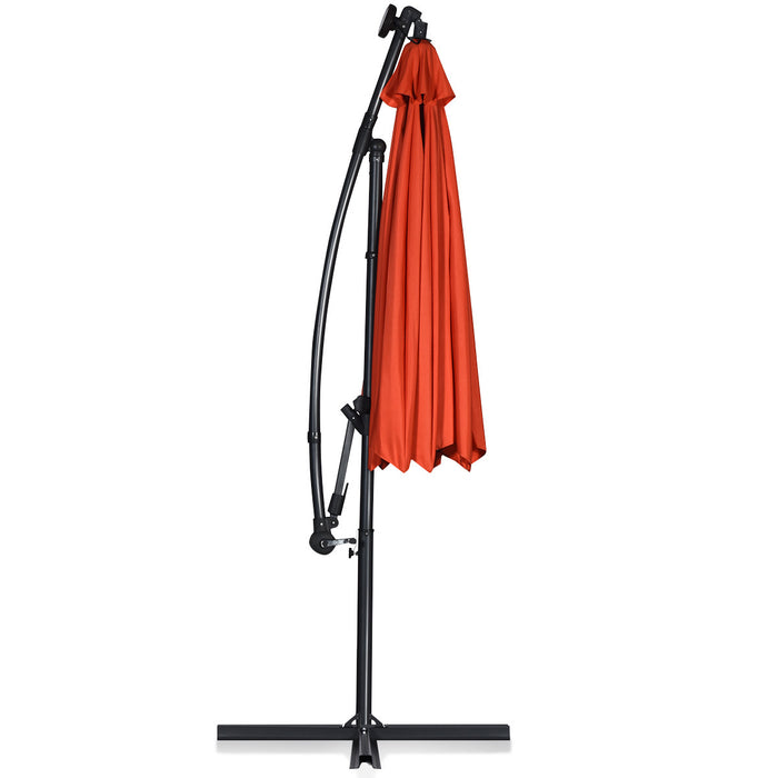 Costway Parasol deporte de patio de 10 pieds, solaire LED, rotation a 360 degres, orange
