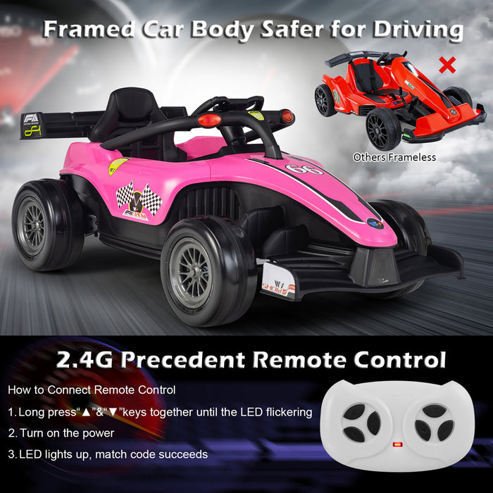 Costway 12v Enfants Rouler Sur La Voiture Electrique Camion De Course Telecommande W / Mp3 & Lumieres Rose