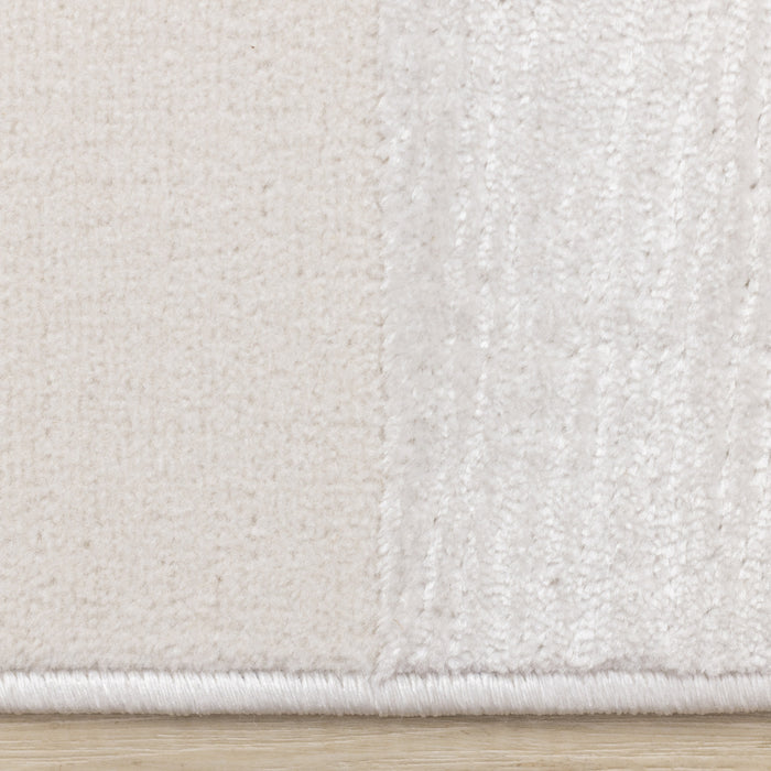 Carpette Leonardo blanche et grise à motif de carreaux - 5 pi 3 po x 7 pi 7 po