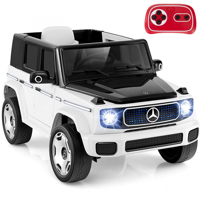 Costway License Mercedes-benz Eqg Enfants Ride On Car Avec Telecommande Batterie Detachable Blanc