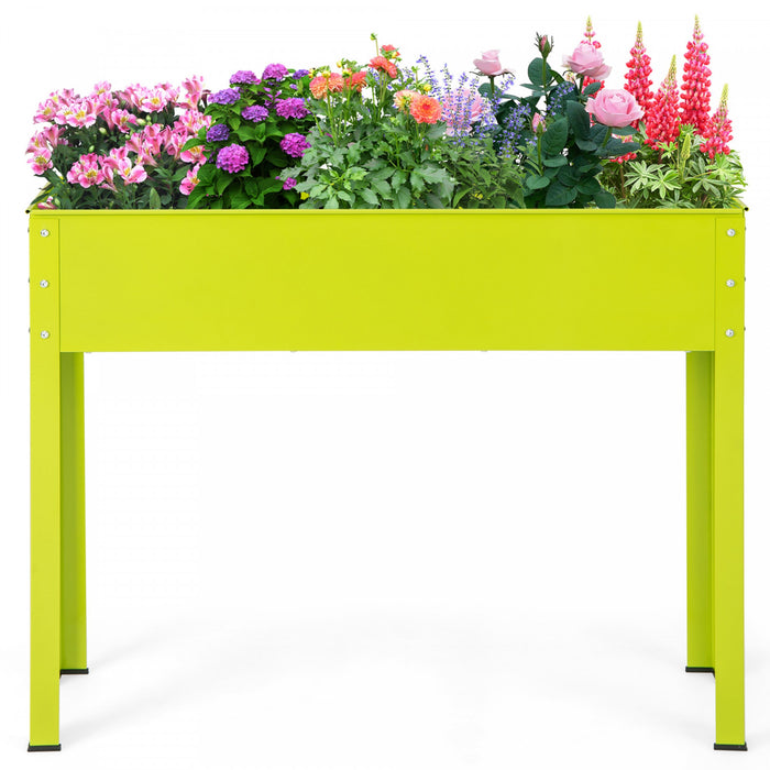 Costway 40\" Lit De Jardin Eleve Avec Les Jambes Boite De Planteur En Metal Elevee Trou De Drainage Cour Arriere Vert