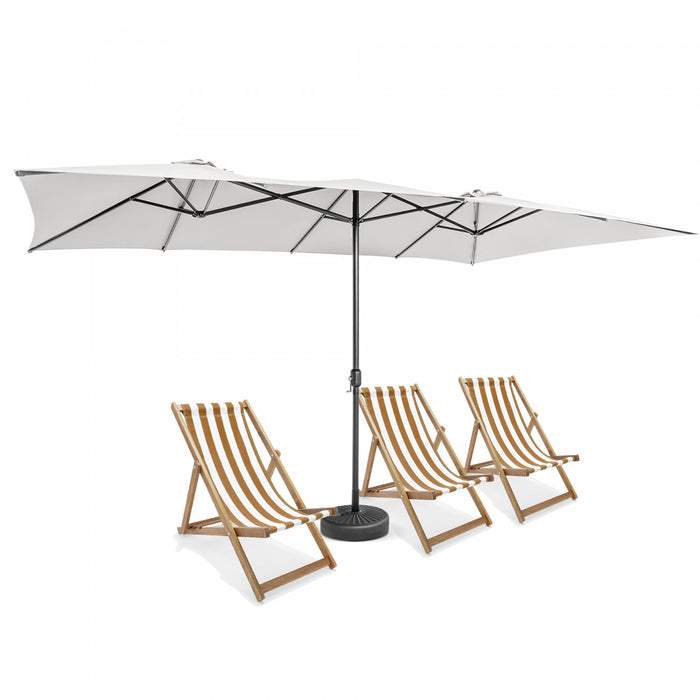 Costway Grand parasol de marche double face 15FT avec manivelle, ventilation, pour exterieur double