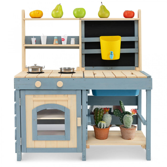 Costway 2-en-1 Cuisine De Boue Exterieure Avec Robinet Et Evier Amovible Paniers Metalliques Sac De Stockage