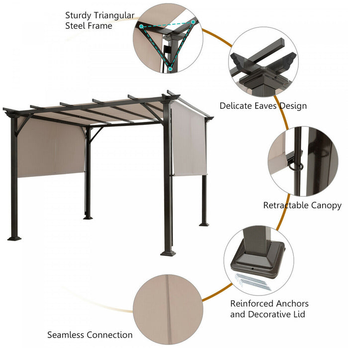 10’ X 10’ Pergola Kit Cadre En Metal Gazebo &canopy Cover Patio Furniture Shelter