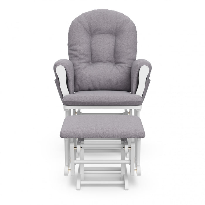 Storkcraft Hoop Fauteuil bercant et pouf - Blanc avec gris swirl
