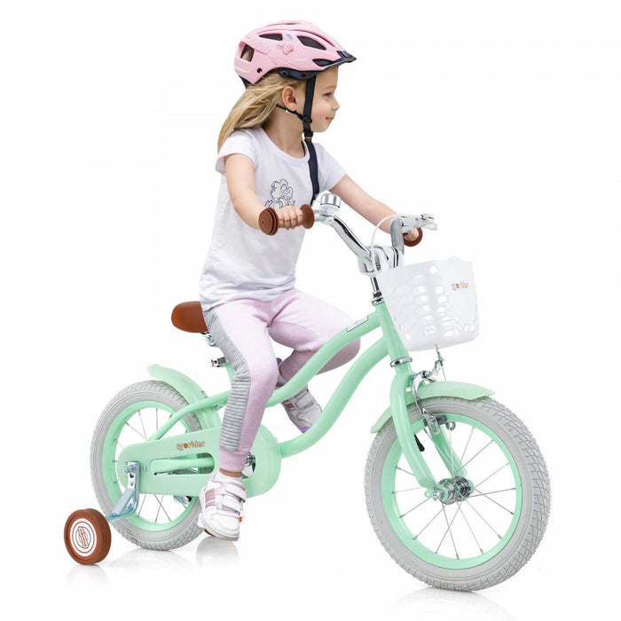 Prorider 14\" Velo Pour Enfants Avec Roues D'entrainement Amovibles Et Panier Pour 3-5 Ans Vert