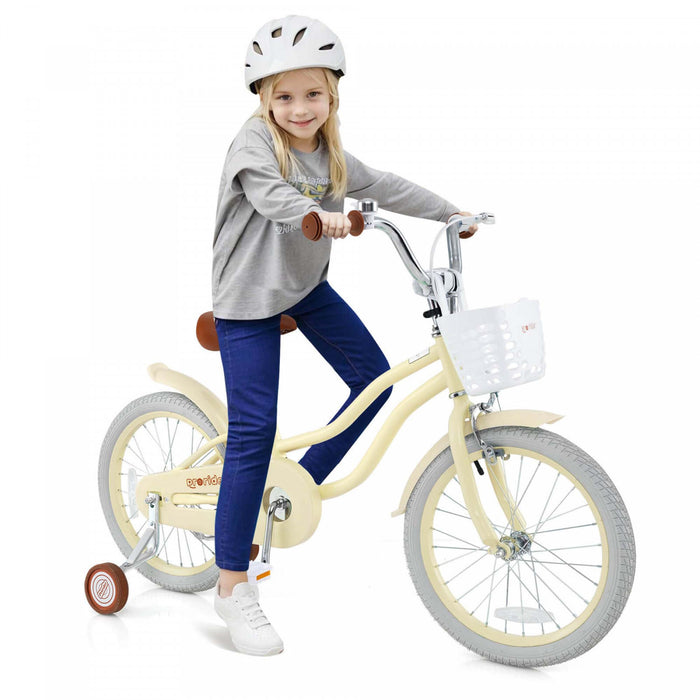 Prorider 18\" Enfants Velo Tout-petit Velo Avec Roue D'entrainement Pour 4-8 Ans Beige