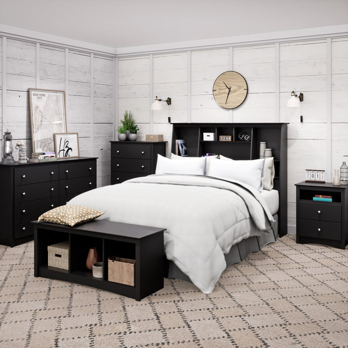 Table de nuit haute Jade à 2 tiroirs - noire