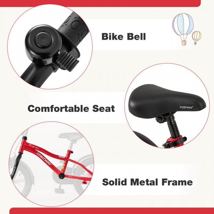 Velo Costway 14\" Pour Enfants Pour Garcons Et Filles De 3 A 5 Ans Avec Reflecteurs De Frein A Main Reglables