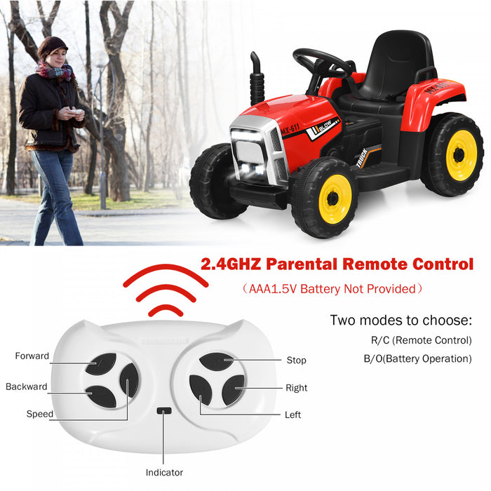 Costway Tracteur A Remorque Electrique 12v Avec Telecommande Et Lumieres Led