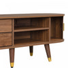 Rustic 69 Inch TV Cabinet with Sliding Door and Walnut Finish, Wood | Rustic Meuble TV 69 po avec Porte Coulissante et Finition Noyer, Bois