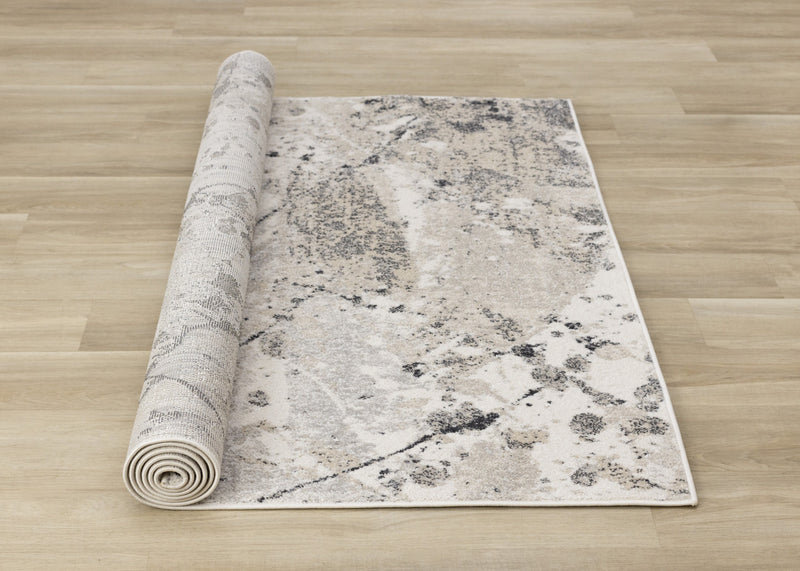 Tapis Sophie a motif d'eclaboussures de peinture grises, beiges, noires et blanches, 7'10\" x 10'6\"