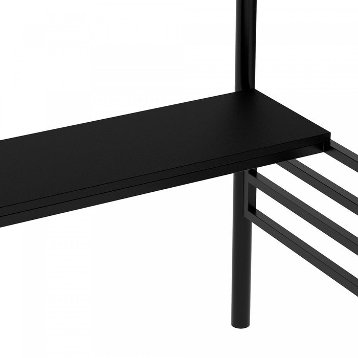 Cherry – Lit Mezzanine Simple En Metal, Design Compact Avec Bureau Et Eclairage Del – Noir