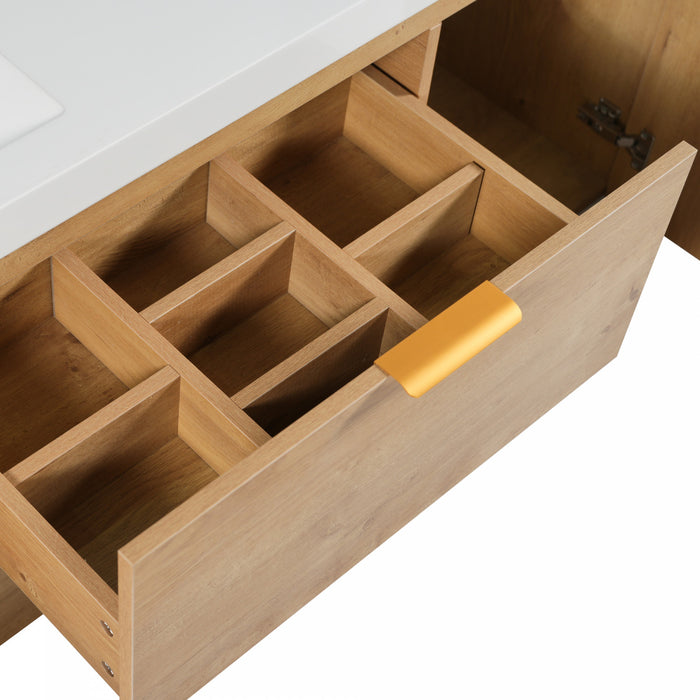 Hudson meuble de salle de bain double vasque 59,3 pouces avec rangement a fermeture douce, bois