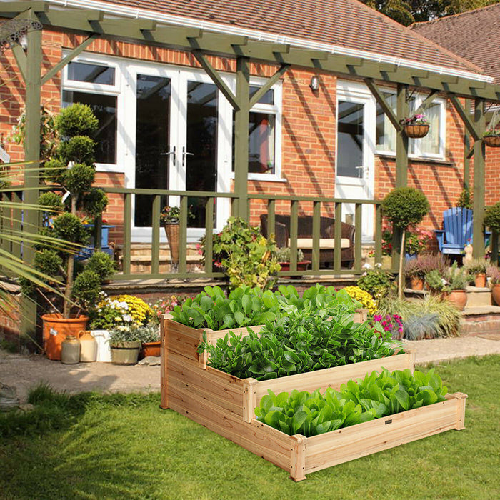 Lit De Jardin De Legumes En Bois Eleve De Niveau Costway 3 Kit De Planteur Eleve Jardinage Exterieur
