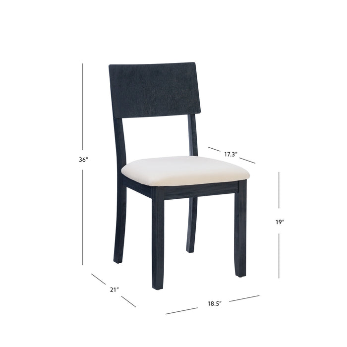 Chaise de salle à manger Jorissen en tissu d’apparence lin anthracite foncé - ensemble de 2