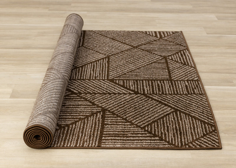 Tapis Covington brun taupe a rayures geometriques, 6'7\" x 9'10\"