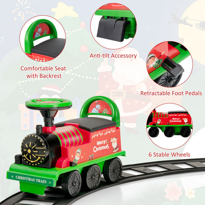 Jouet De Train Motorise Electrique 6v Pour Enfants Sur Train Avec Piste Et 6 Roues Vertes