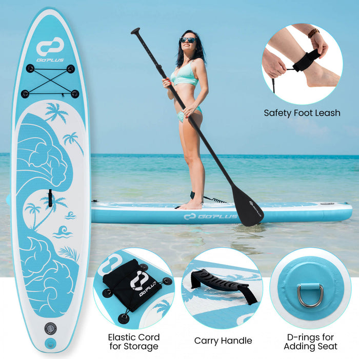 Petite Planche Gonflable De Sup Goplus, Planche De Pagaie Portable Avec Des Anneaux 5d