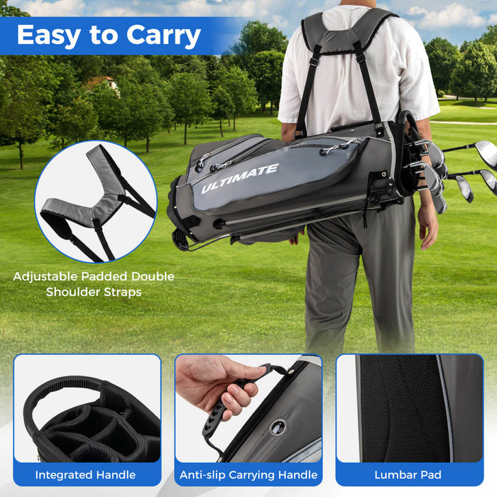 Ensemble Complet De 10 Clubs De Golf De Marque Costway Pour Hommes Avec Driver En Alliage Gris