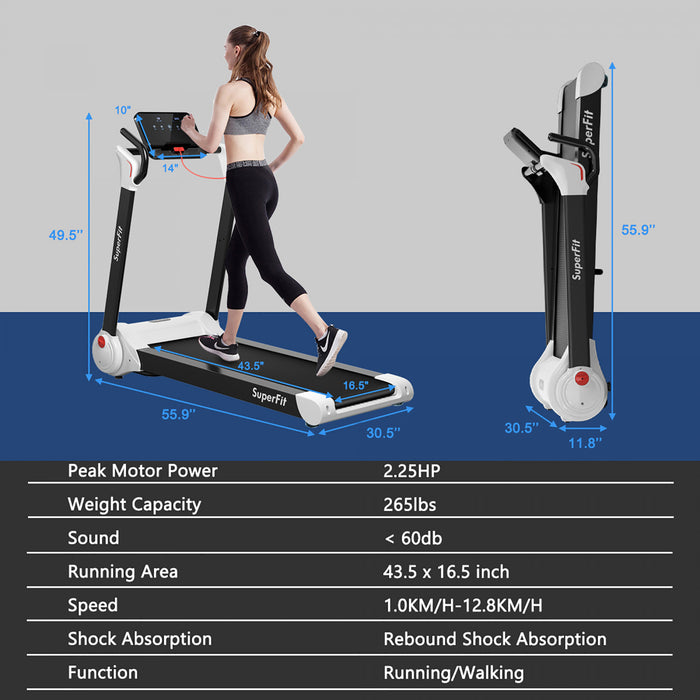 Tapis De Course Pliable 2,25cv Superfit Avec Haut-parleur Bluetooth