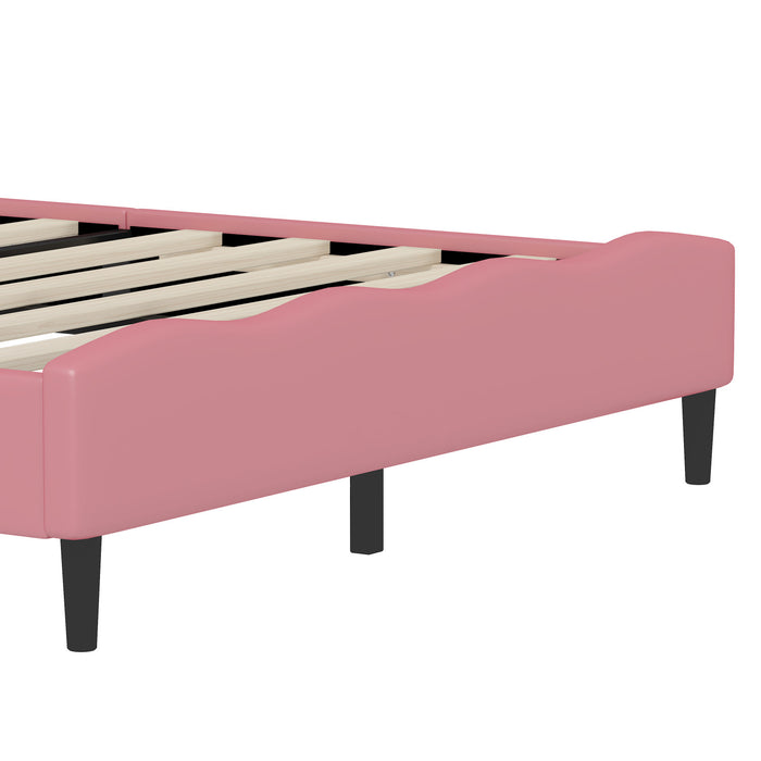 Lily Lit de Princesse Fantaisie Couronne Elegante avec Tete de Lit en Cuir PU Capitonne, Taille Double