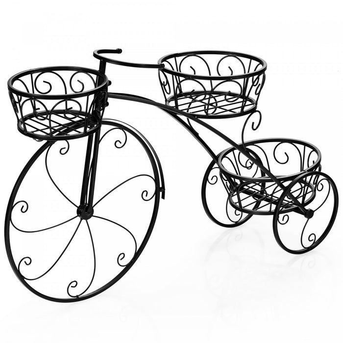 Support Pour Plantes Tricycle, Support Pour Plantes En Forme De Bicyclette Style Parisien Avec 3 Paniers, Support Pour Pot De Fleurs A 3 Niveaux Avec Roues Decoratives Pour L'interieur Et L'exterieur, Ideal Pour Jardiniers Amateurs, Cadeau De Pendaison De Cremaillere, Fete Des Meres