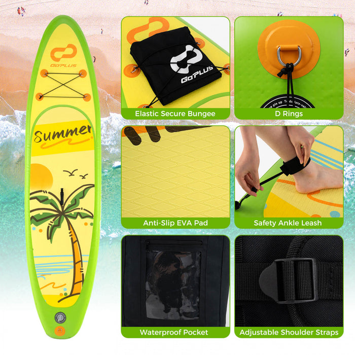 Petite Planche Gonflable De Sup Goplus, Planche De Pagaie Portable Avec Des Anneaux 5d
