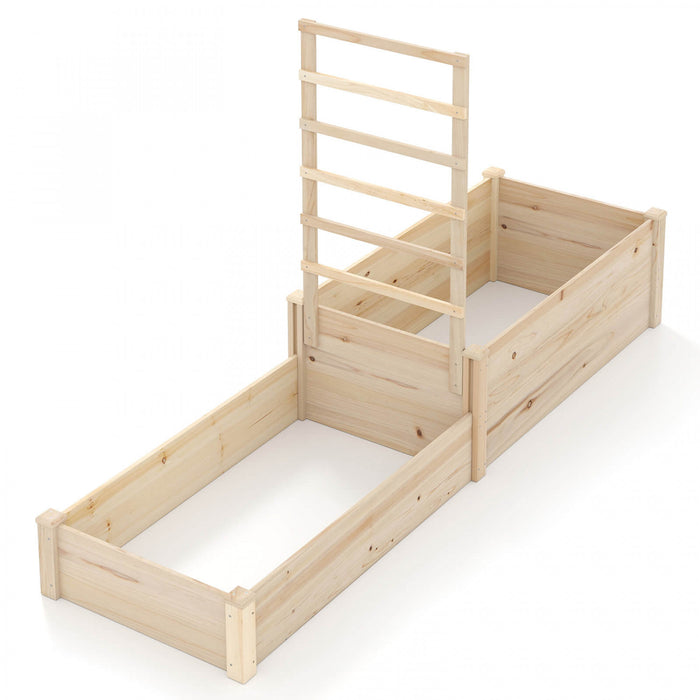 Costway 87\" Lit De Jardin Eleve Avec Trellis 2 Boites De Plantation Base Ouverte Pour Patio