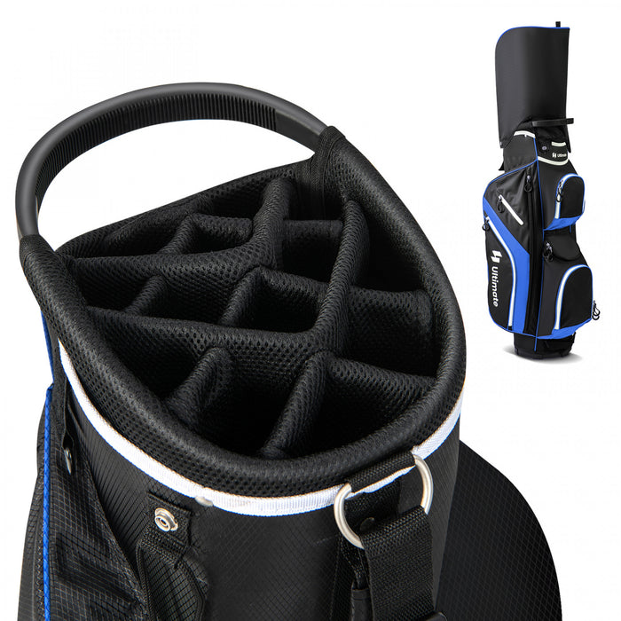 Sac De Chariot De Golf Leger Costway Avec 14 Diviseurs Superieurs De Maniere 9 Poches Sac De Refroidissement De Capuchon De Pluie