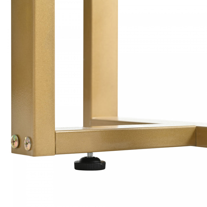Horizon Table Console Moderne avec Tiroirs Geometriques et Cadre Dore, Blanc/Or