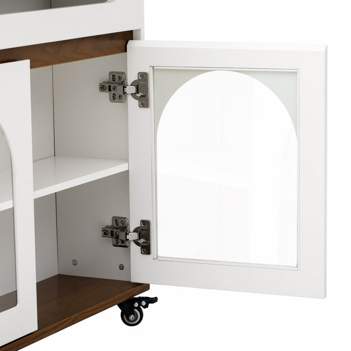 Table a manger extensible Avery avec ilot de cuisine roulant, noyer