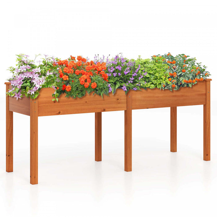 Costway Exterieur Souleve Lit De Jardin Avec Les Jambes 73x23x30in Bois Planter Boite Avec Panneau Diviseur Marron
