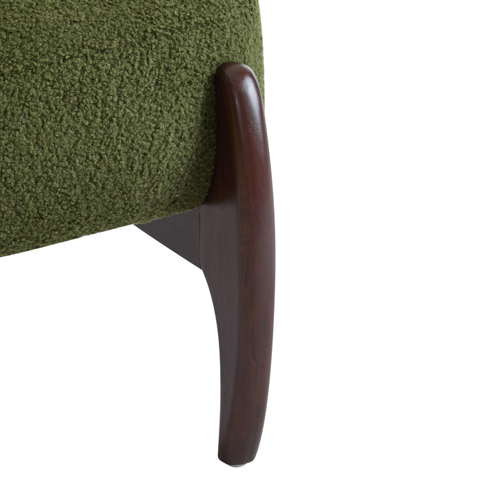 Coco Fauteuil de Salon Moderne en Bouclette avec Cadre en Bois Massif, Vert