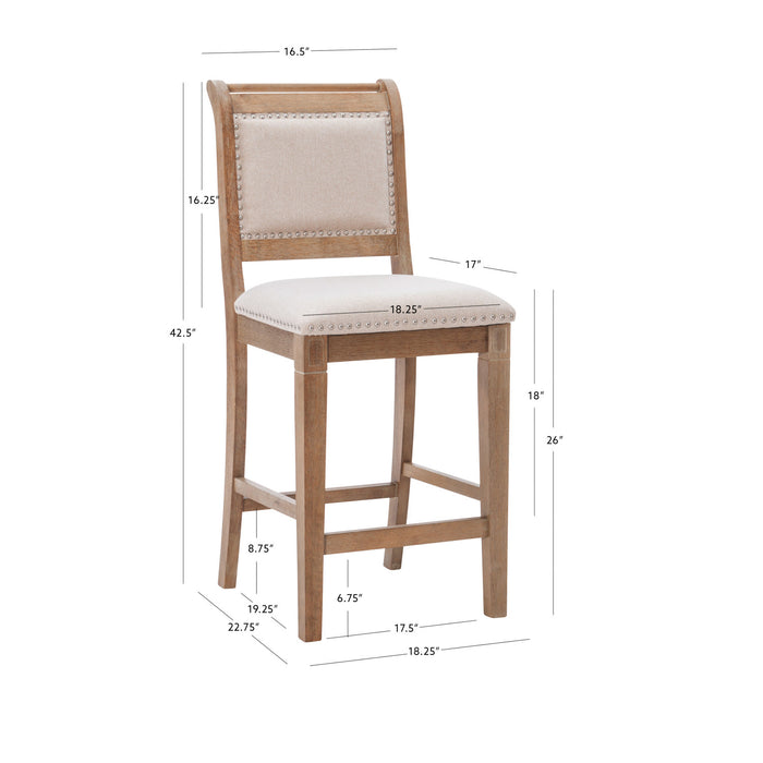 Tabouret Emmy de hauteur comptoir en tissu - gris