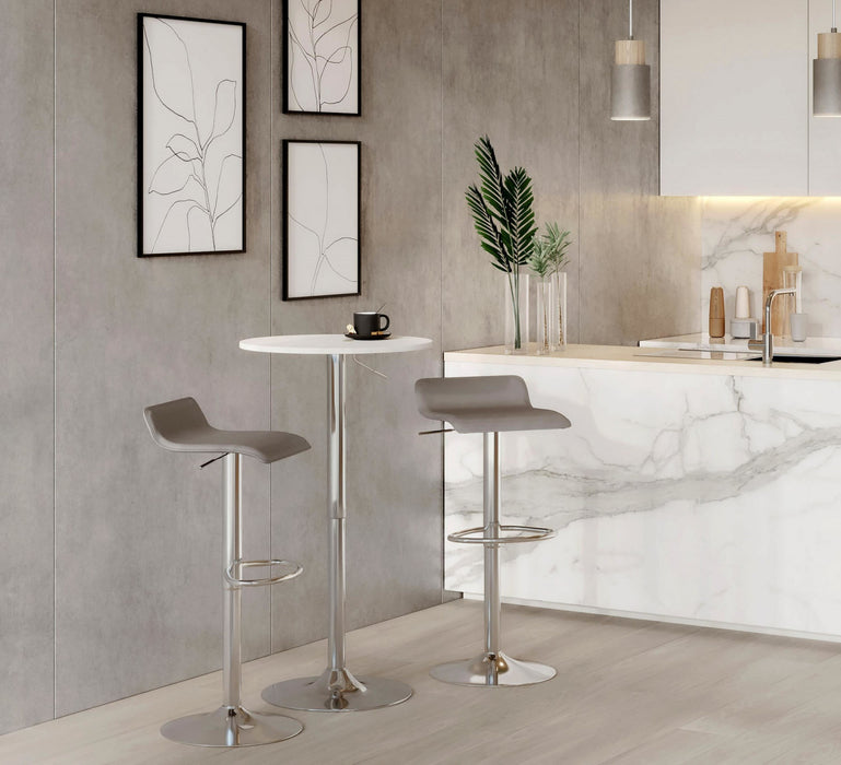 Tabouret pivotant contemporain Ale à hauteur réglable en tissu gris - ensemble de 2