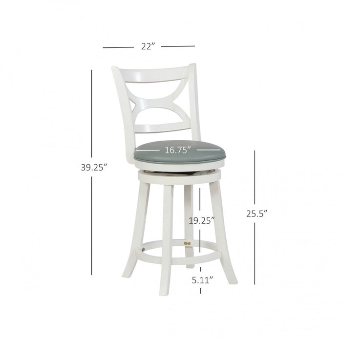 Tabouret Sawyer de hauteur comptoir en similicuir - crème et bleu