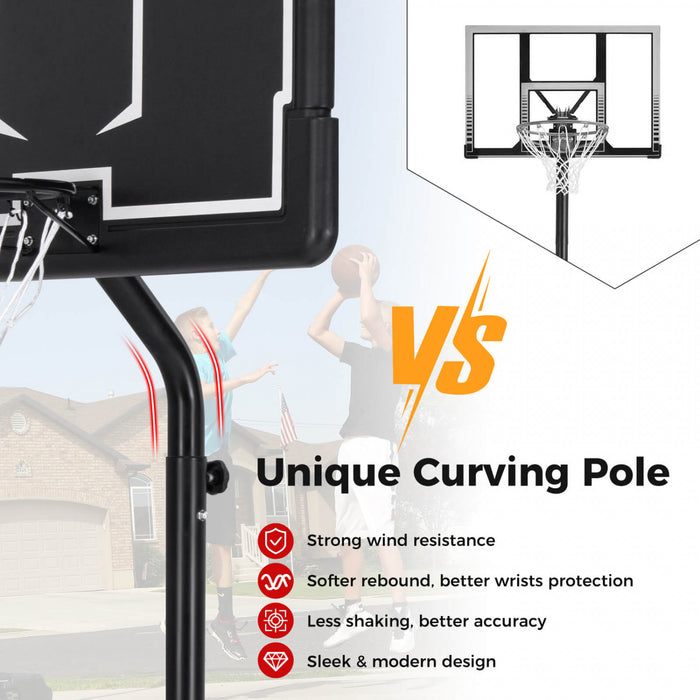 Costway 6.9-8.5 Ft Cercle De Basket-ball Exterieur Portable Avec Tableau Arriere Pc A L'epreuve