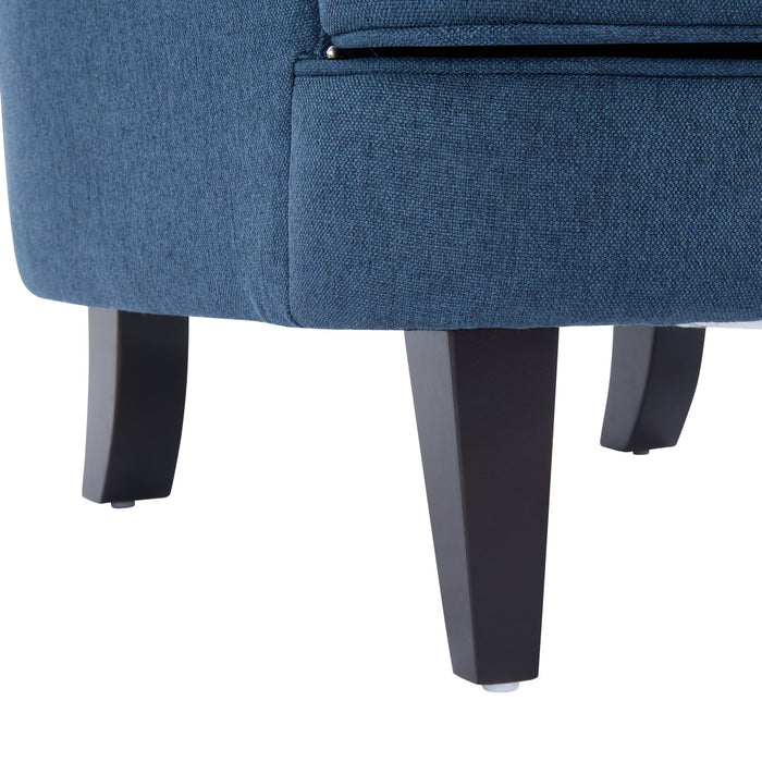 Arcadia Fauteuil de Salon d'Inspiration Vintage a Clous Decoratifs et Dossier Courbe, Bleu Marine