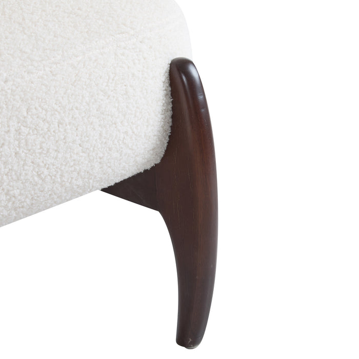 Coco Fauteuil de Salon Moderne en Bouclette avec Cadre en Bois Massif, Beige