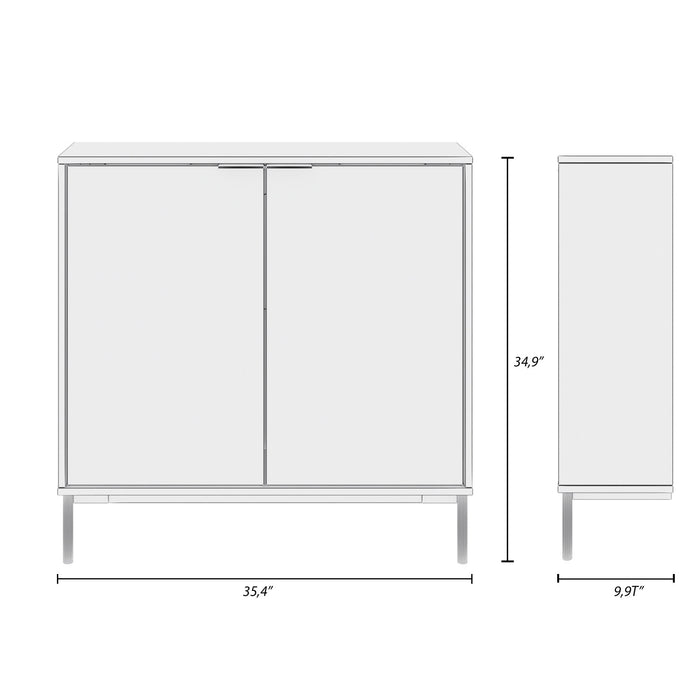 Armoire décorative de rangement mince Nordika à 2 portes - chêne blond naturel