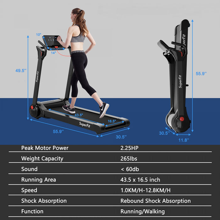 Tapis De Course Pliable 2,25cv Superfit Avec Haut-parleur Bluetooth
