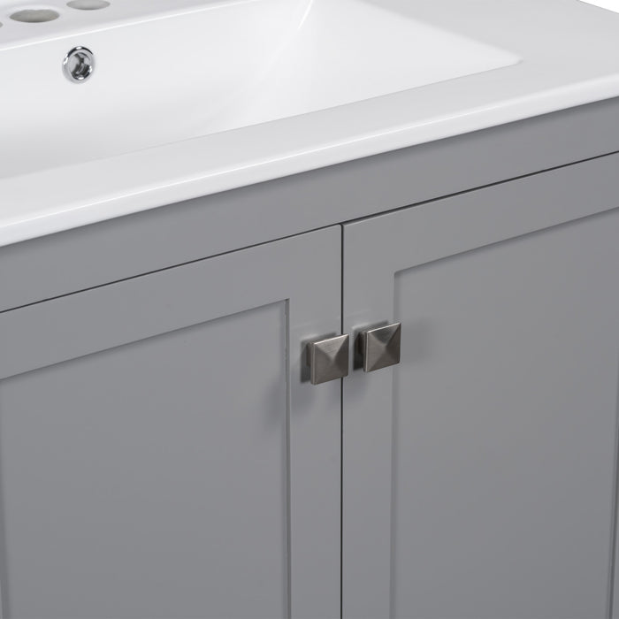 Harper Meuble de salle de bain 30 pouces avec vasque en ceramique et armoire de rangement intelligent, Gris