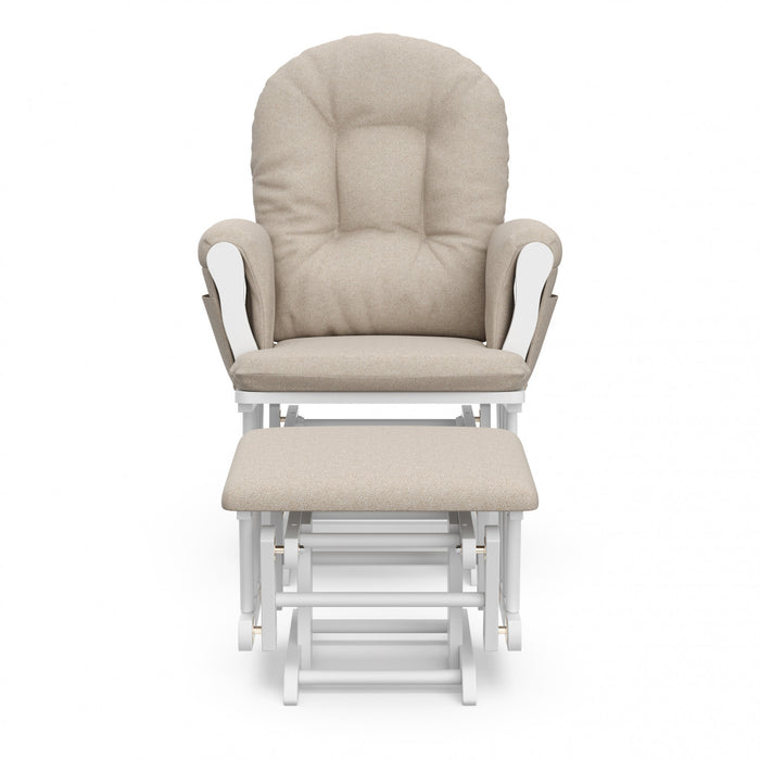 Storkcraft Hoop Fauteuil bercant et pouf - Blanc avec taupe swirl