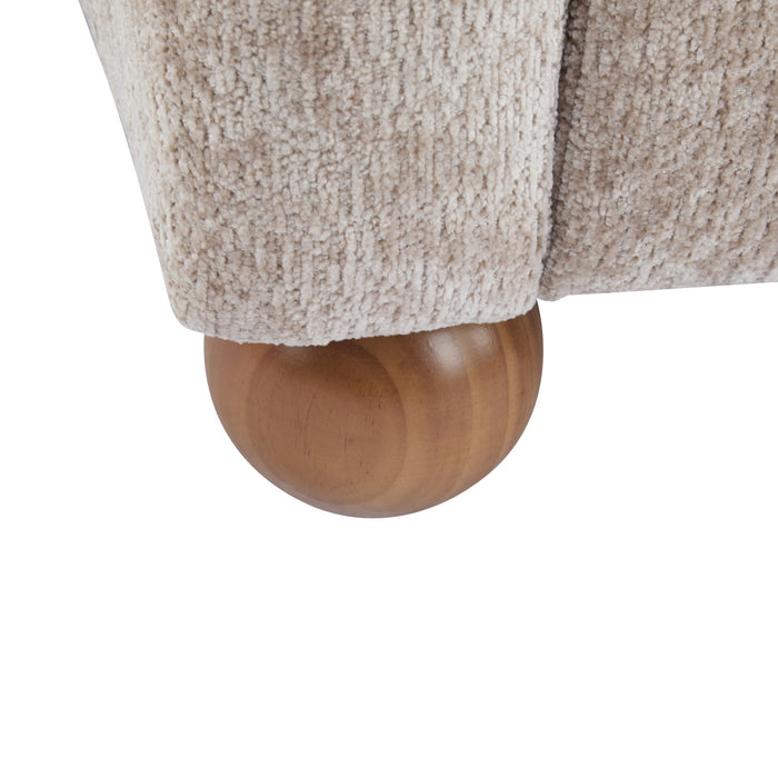 Wingate Fauteuil Aile Confortable en Tissu Premium et Pieds en Bois Massif, Brun Beige