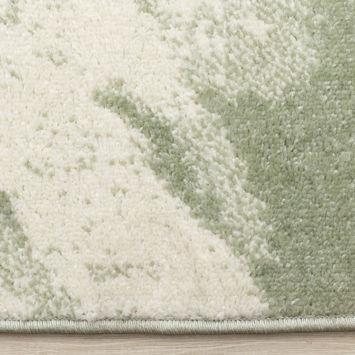 Carpette Ellis verte et crème à motif floral - 7 pi 10 po x 10 pi 6 po